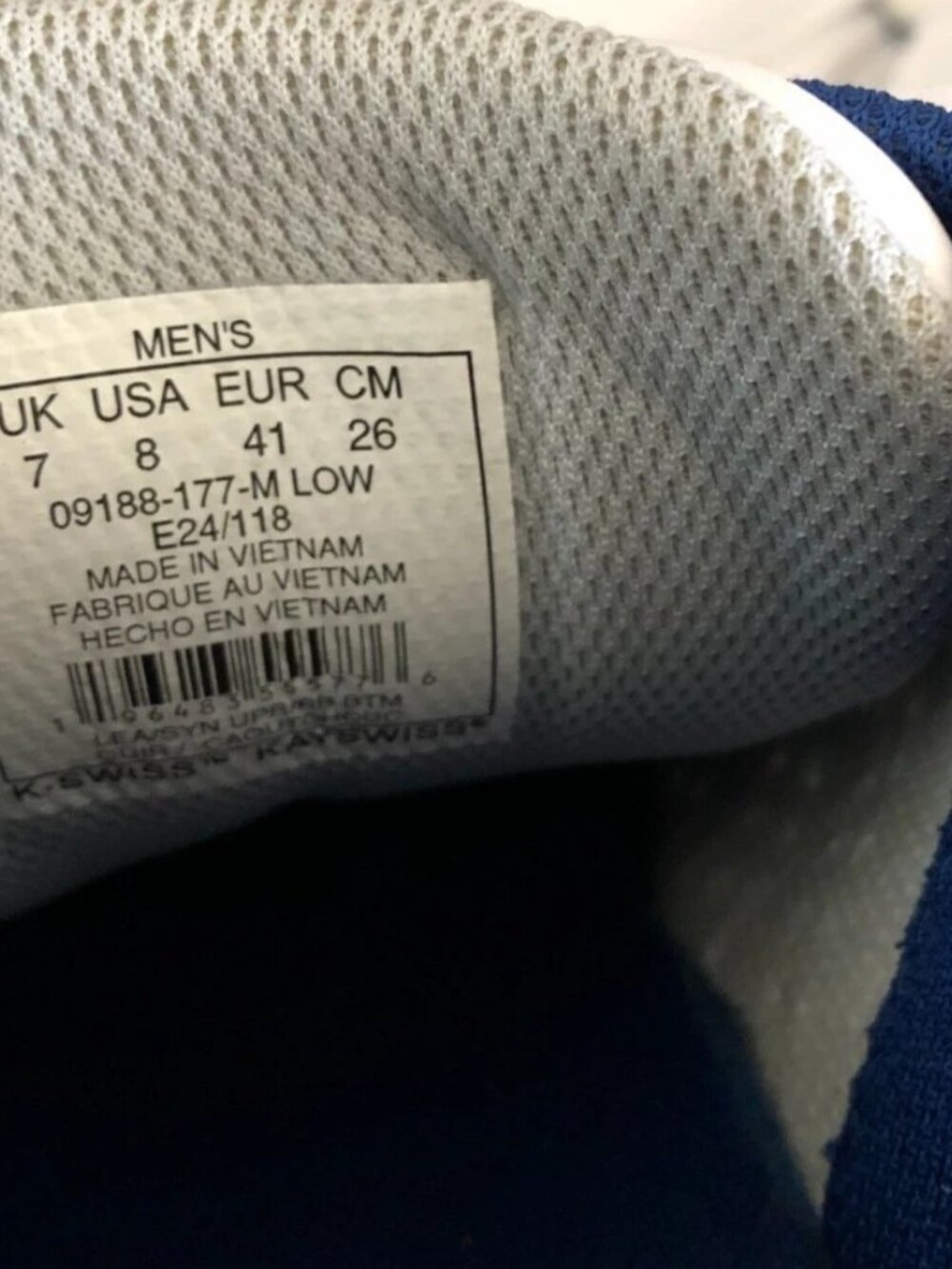 K-Swiss Men's Base Court Casual Tennis Sneakers White Leather Size 8 - Picture 12 of 16